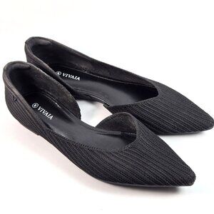 VIVAIA Pointed-Toe D'Orsay Flats Melia Womens Shoes Black Knit EUR 40 US 9
